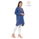 Floral Neck Embroidery Beautiful Casual Cotton Blue Short Kurti