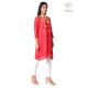 Pretty Red Floral Designer Neck Beautiful Cotton Women's Kurti