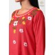 Pretty Red Floral Designer Neck Beautiful Cotton Women's Kurti