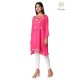 Pretty Pink Floral Neck Embroidery Beautiful Cotton Women's Kurti