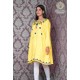 Simply Beautiful Neck Embroidery Yellow Cotton Women's Kurti