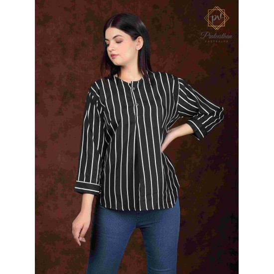 Comfy Stylish Polyester Round Neck Women's Black Shirt