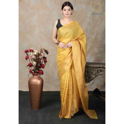 Pretty Yellow Party Wear Beautiful Silk Women's Saree