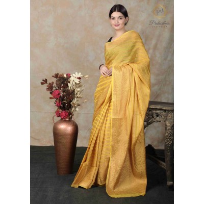 Pretty Yellow Party Wear Beautiful Silk Women's Saree