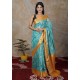 Elegance Tradition Blue And Golden Border Silk Saree 