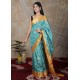 Elegance Tradition Blue And Golden Border Silk Saree 