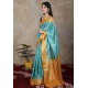 Elegance Tradition Blue And Golden Border Silk Saree 