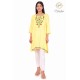 Beautiful Classy Floral Neck Embroidery cotton yellow short kurti