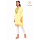 Beautiful Classy Floral Neck Embroidery cotton yellow short kurti