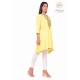 Beautiful Classy Floral Neck Embroidery cotton yellow short kurti