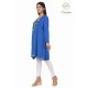 Beautiful Floral Neck Embroidery Cotton Blue Short Kurti