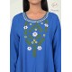 Beautiful Floral Neck Embroidery Cotton Blue Short Kurti