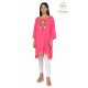 Effortless Elegance Floral Neck Embroidery cotton pink short kurti