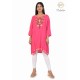 Effortless Elegance Floral Neck Embroidery cotton pink short kurti