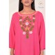 Effortless Elegance Floral Neck Embroidery cotton pink short kurti